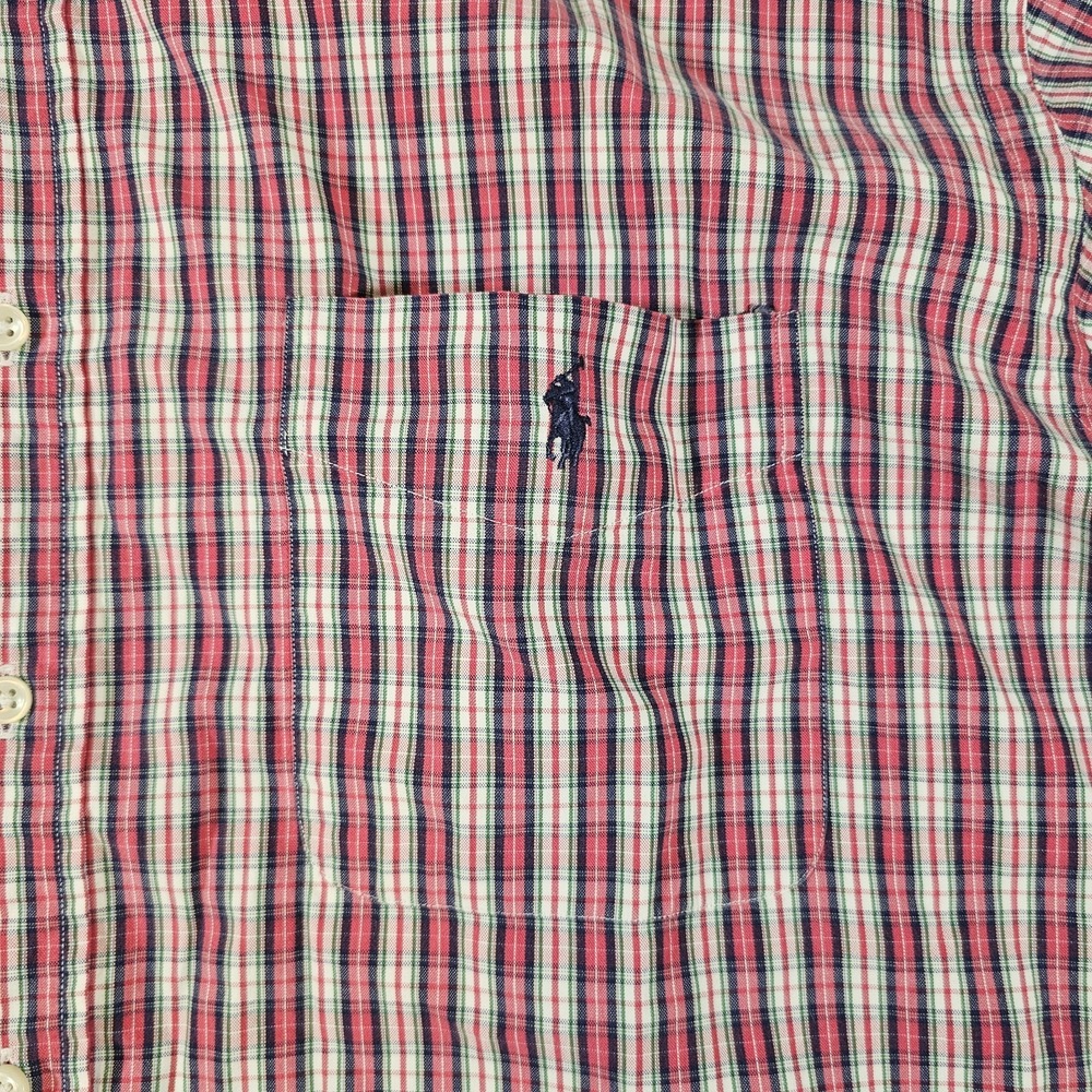 Polo Ralph Lauren BIG SHIRT Short Sleeve Button-Up XL Red Plaid Classic Logo - Picture 6 of 7